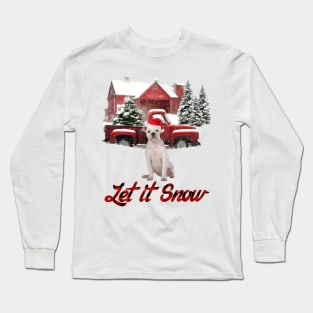 American Bulldog Let It Snow Tree Farm Red Truck Christmas Long Sleeve T-Shirt